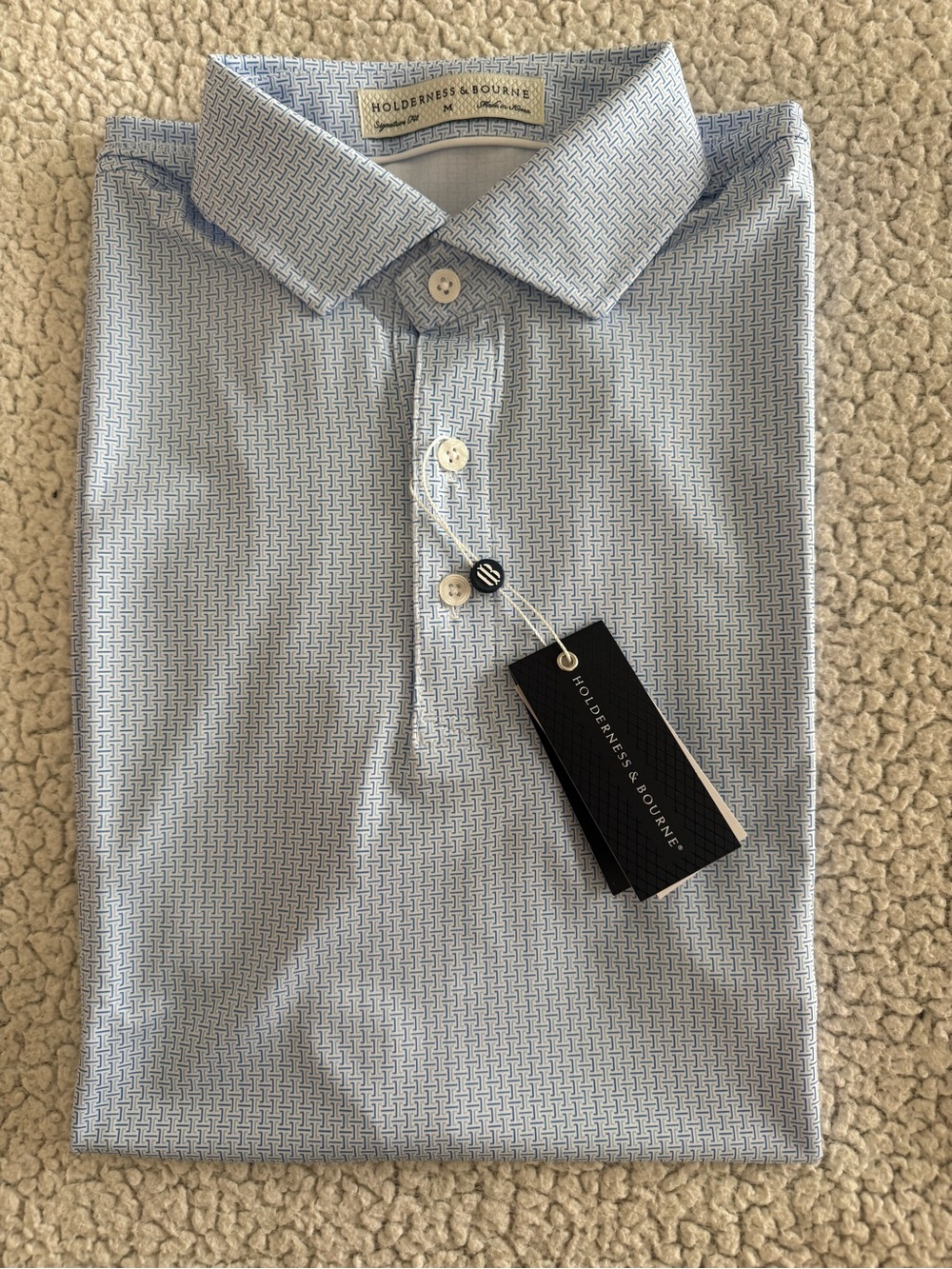 Holderness & Bourne Norwood Golf Shirt Men’s Medium Light Blue Polo NWT